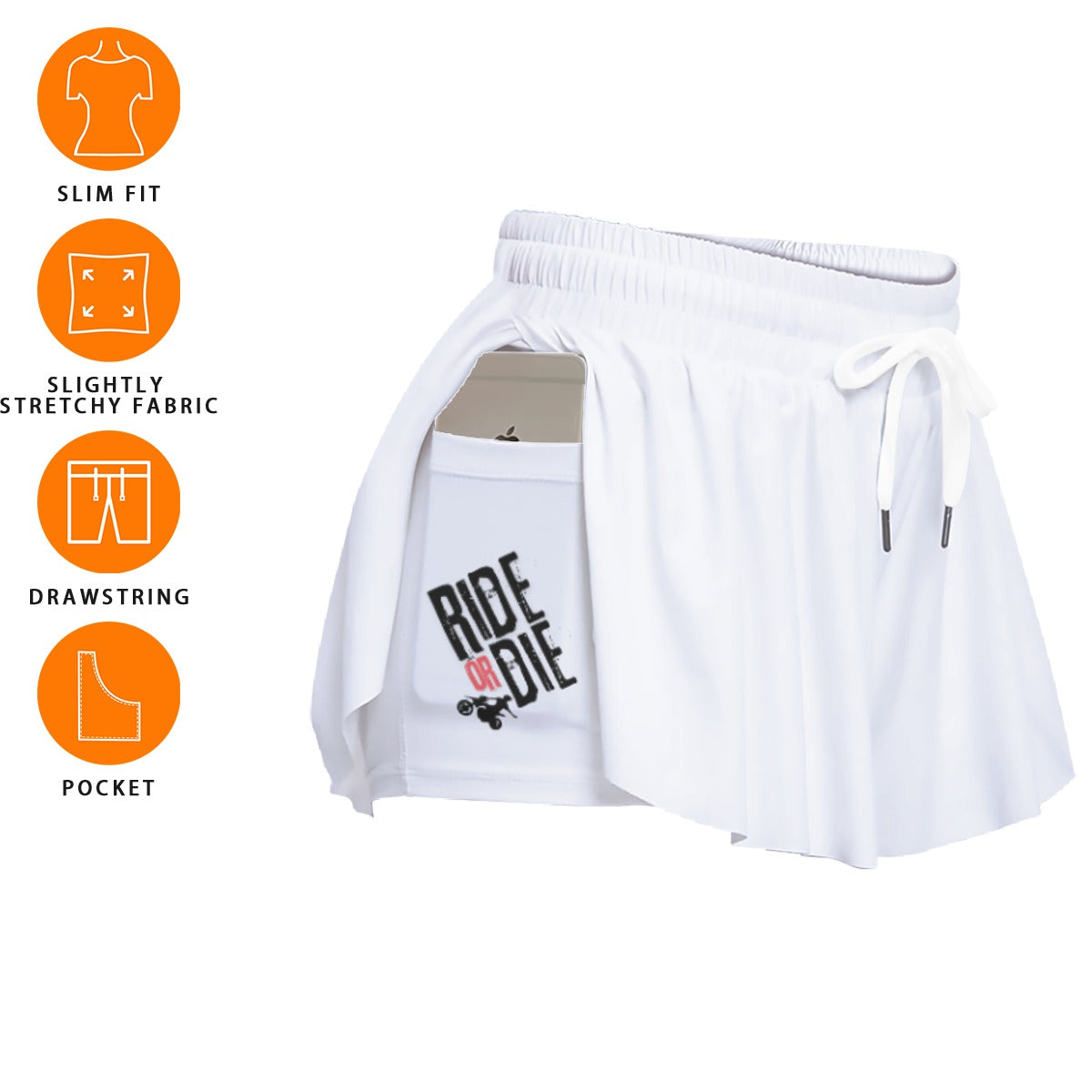 Ride or Die - Women's Sport Skorts With Pocket