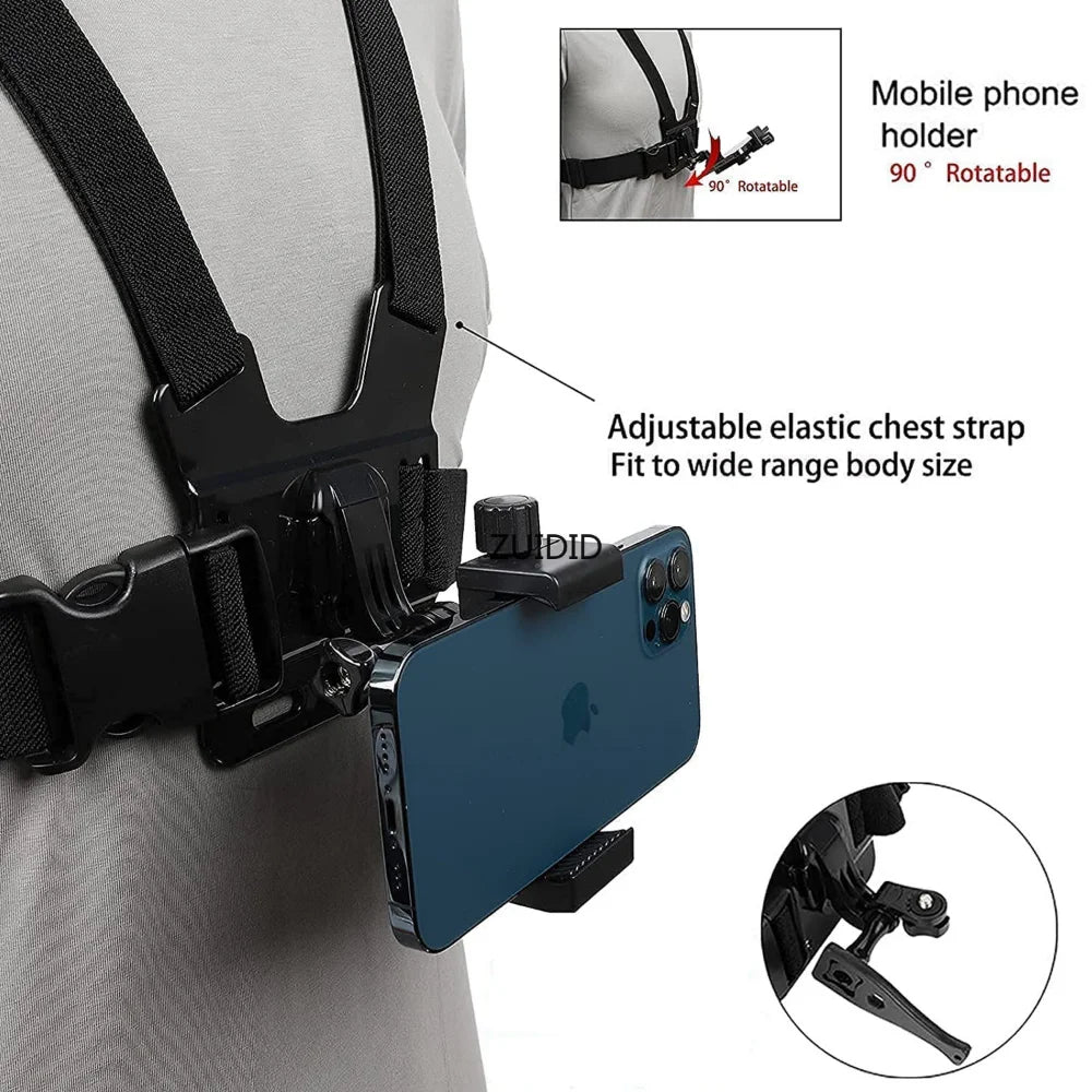 Phone Chest Mount Strap Belt Harness For Mobile Cell Phone