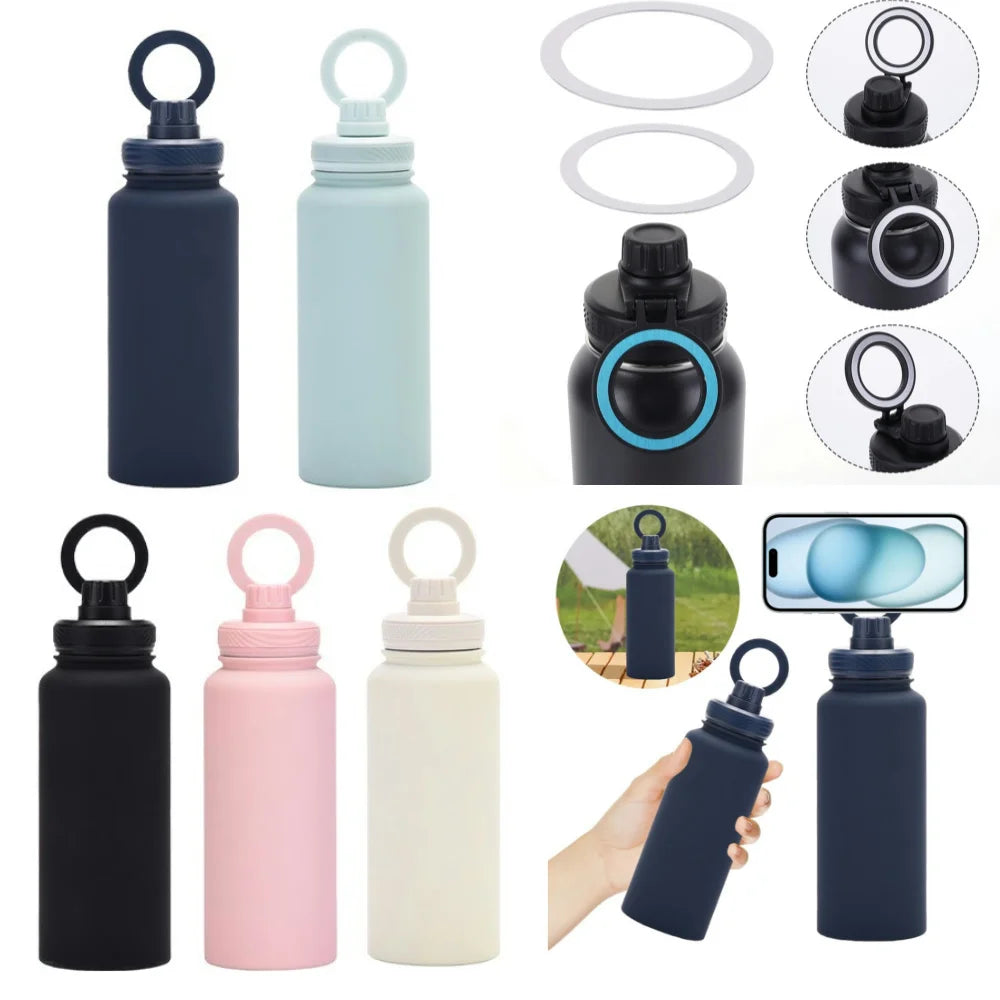 For MagSafe 33.8oz (1000ML) Insulated Bottle Water Bottle with Rotating Phone Holder.